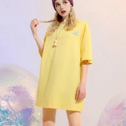 Juwas NEW ARRIVAL Cartoon Cat Print Oversize Long T-shirt