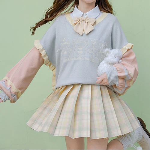 Juwas Kawaii JK Uniform Pleated Plaid Mini School Skirt 3 Juwas Kawaii JK Uniform Pleated Plaid Mini School Skirt