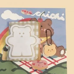 Juwas Kawaii Checkered Bear Square Wallet