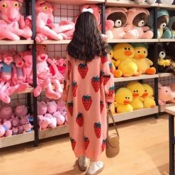 Juwas.com Online Store Cute Strawberry Loose Long Sweater Dress NEW ARRIVAL