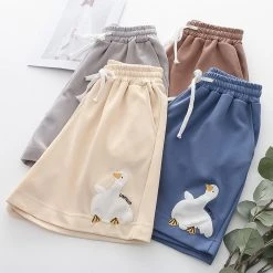 Juwas CLOTHING Cartoon Duck Embroidery Pocket Shorts