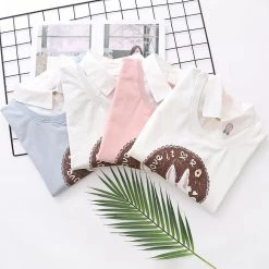 Juwas Rabbit Japanese Letter Print Fake Two-Piece Hoodie CLOTHING