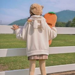 Juwas Bunny Hooded Berber Fleece Jacket