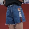 Juwas Cute Kitten Tattered Denim Shorts NEW ARRIVAL