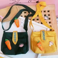 Juwas.com Online Store NEW ARRIVAL Japanese Kawaii Embroidery Canvas Crossbody Bag