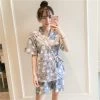 Juwas Chic Blue Floral Robe And Shorts Set CLOTHING