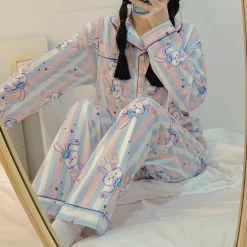 Juwas Sweet Plum Peach Print Long Sleeve Pajama Set CLOTHING