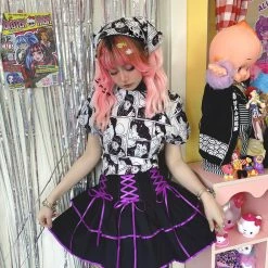 Juwas Gothic Lolita Lace Waist Ruffle Mini Skirt