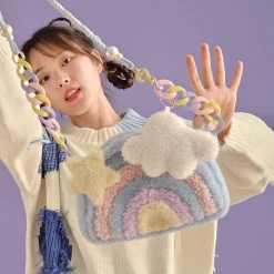 Juwas Rainbow Plush Crossbody Bag