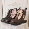 Juwas NEW ARRIVAL Chic Hearts Bow Fur Faux Chunky Ankle Boots