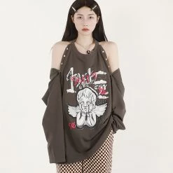 Juwas Angel Printed Loose T-shirt