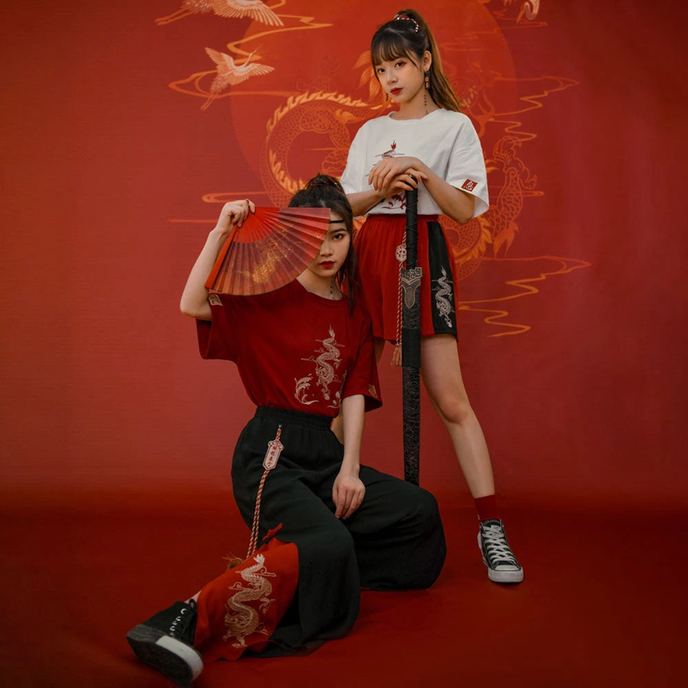 Juwas Dragon Embroidery High Waist Shorts 5 Juwas Dragon Embroidery High Waist Shorts