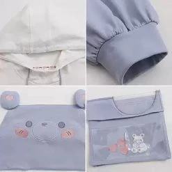 Juwas Blush Mouse Pocket Two-Tone Sweater Hoodie CLOTHING