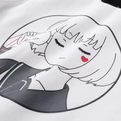 Juwas Japanese Cartoon Girl Print Sweater