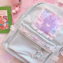 Juwas Kawaii Care Bear Pastel Blue Lace Backpack NEW ARRIVAL