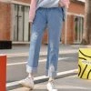 Juwas Kawaii “Stop” Embroidered Denim Mom Jeans