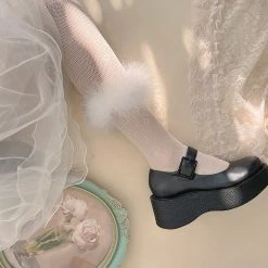 Juwas NEW ARRIVAL Fairy Puff Feathers Lace Net Lolita Tights