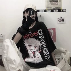 Juwas Japanese Anime Girl Print Oversize Tee Shirt