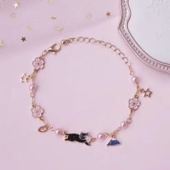 -Juwas Kawaii Cat Bunny Sakura Flower Bracelets