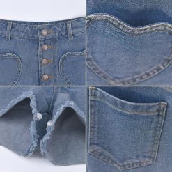 Juwas Heart Pocket Denim Shorts NEW ARRIVAL
