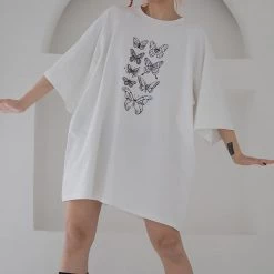 Juwas NEW ARRIVAL Butterflies Print Streetwear Loose T-shirt