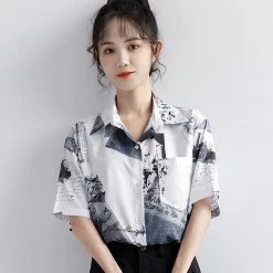 Juwas Vintage Letters Print Pocket Short Sleeve Shirt 12 Juwas Vintage Letters Print Pocket Short Sleeve Shirt