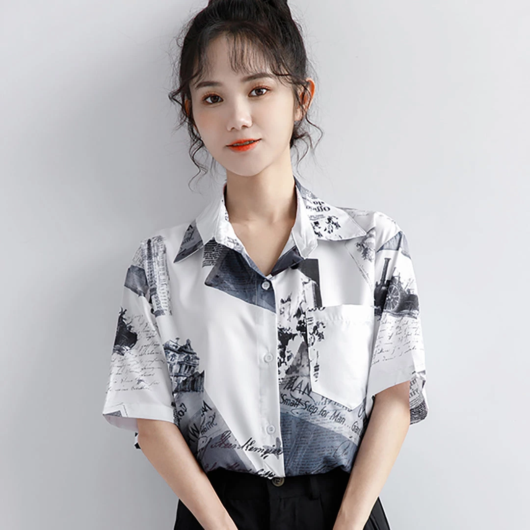 Juwas Vintage Letters Print Pocket Short Sleeve Shirt 7 Juwas Vintage Letters Print Pocket Short Sleeve Shirt