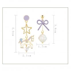 Juwas Cute Carousel Carnival Dangle Earrings NEW ARRIVAL