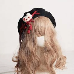 Juwas NEW ARRIVAL Sweet Retro Bear Ribbon Beret Hat