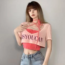 Juwas Sweet Letters Print Loose Two-Piece Tops NEW ARRIVAL