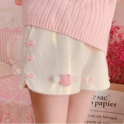 Juwas Sweet Angel Heart Mini Ribbon Knitted Shorts NEW ARRIVAL