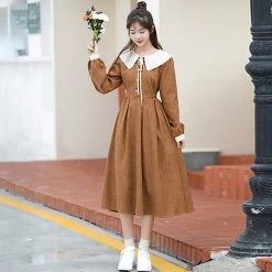 Juwas Vintage Doll Collar Long Dress NEW ARRIVAL