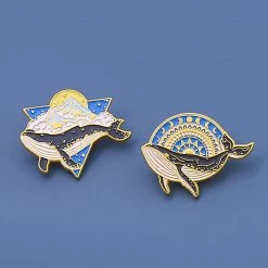 Juwas Cool Big Blue Whale Mini Brooch Pin