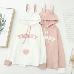 Juwas CLOTHING YMMUY Letter Love Heart Embroidery Pocket Hoodie