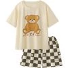 Juwas Cartoon Bear Print Pajamas Set NEW ARRIVAL