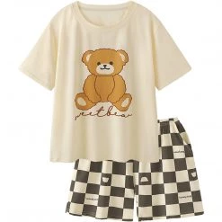 Juwas Cartoon Bear Print Pajamas Set NEW ARRIVAL