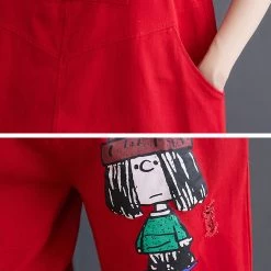 Juwas NEW ARRIVAL Cartoon Print Oversized Overalls