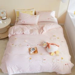 Juwas NEW ARRIVAL Cute Duck Family Printed Bedding Sheet Set