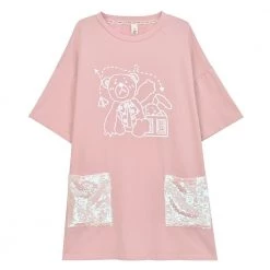 Juwas Kawaii Mr Bear Oversized T-Shirt NEW ARRIVAL