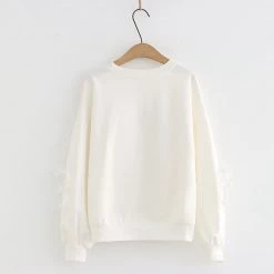 Juwas Rainbow Rabbit Embroidery Lace Up Hoodie CLOTHING