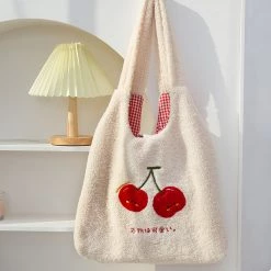 Juwas NEW ARRIVAL Animal Bear Faces Plush Tote Bag