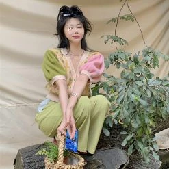 Juwas Vintage Knits Short Sleeve Tops NEW ARRIVAL