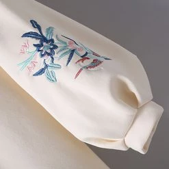 Juwas Vintage Embroidery Loose Sweatshirt Dress