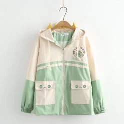 Juwas Japanese Cartoon Dinosaur Embroidery Coat CLOTHING