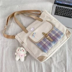 Juwas NEW ARRIVAL Plaid Convertible Canvas Shoulder Bag
