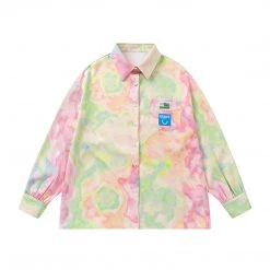 Juwas Vintage Tie-Dye Oversize Long Sleeve Shirt 15 Juwas Vintage Tie-Dye Oversize Long Sleeve Shirt