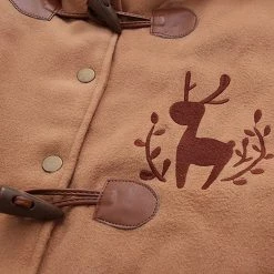 Juwas CLOTHING Deer Embroidery Pockets Hooded Jacket