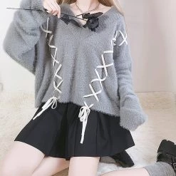 Juwas Side Lace Loose Winter Sweater NEW ARRIVAL