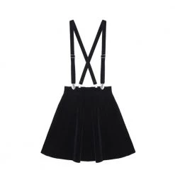 Juwas Basic Black Punk Rave Suspender Skater Skirt NEW ARRIVAL