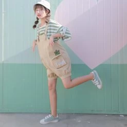 Juwas NEW ARRIVAL Cute Green Monster Shirt And Khaki Jumper